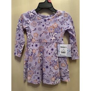 Disney FROZEN Toddler Girls Purple Print Dress with Long Sleeves Size 18m NWT